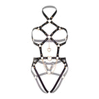 LEG AVENUE - KINK - HEART RING HARNESS TEDDY SIZE L - BLACK