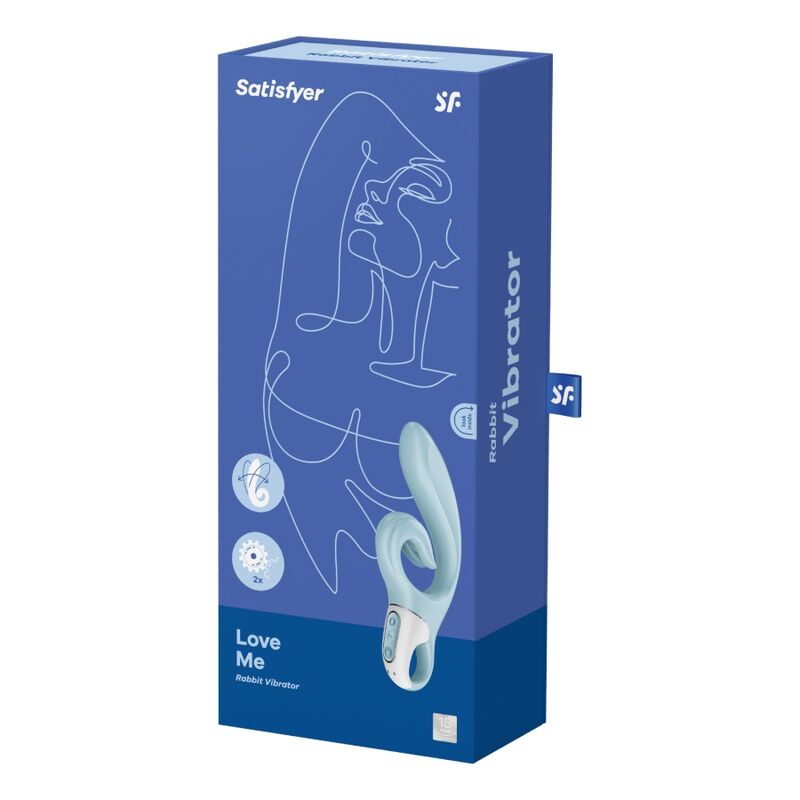 SATISFYER - ELSK MIG KANINVIBRATION BLÅ