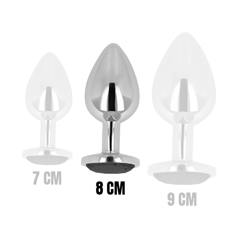 OHMAMA - ANALPLUG MED SORT KRYSTAL 8 CM
