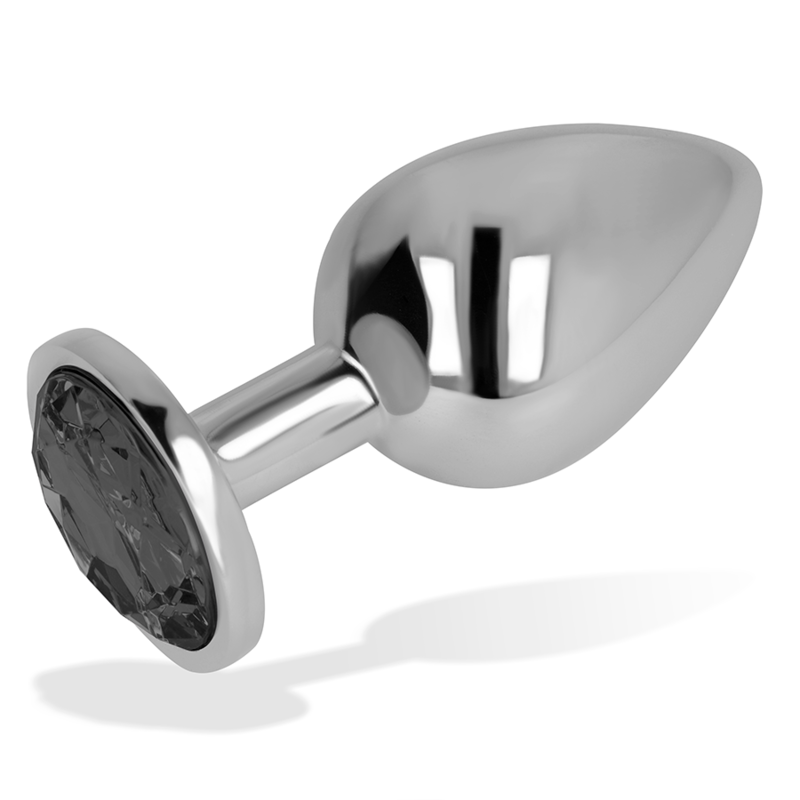 OHMAMA - ANALPLUG MED SORT KRYSTAL 8 CM