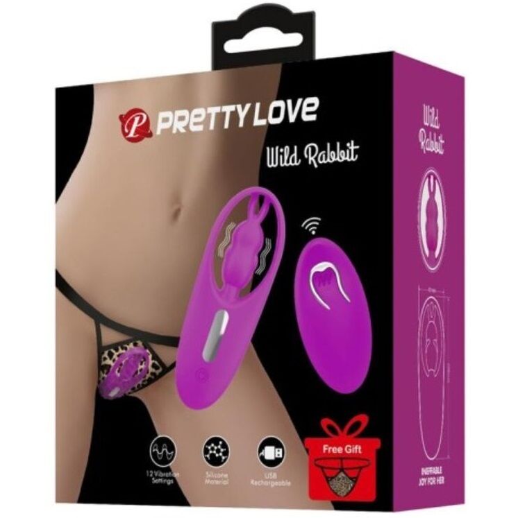 PRETTY LOVE - VILD KANIN STIMULATOR TIL TRUSSER MED FJERNBETJENING LILLA