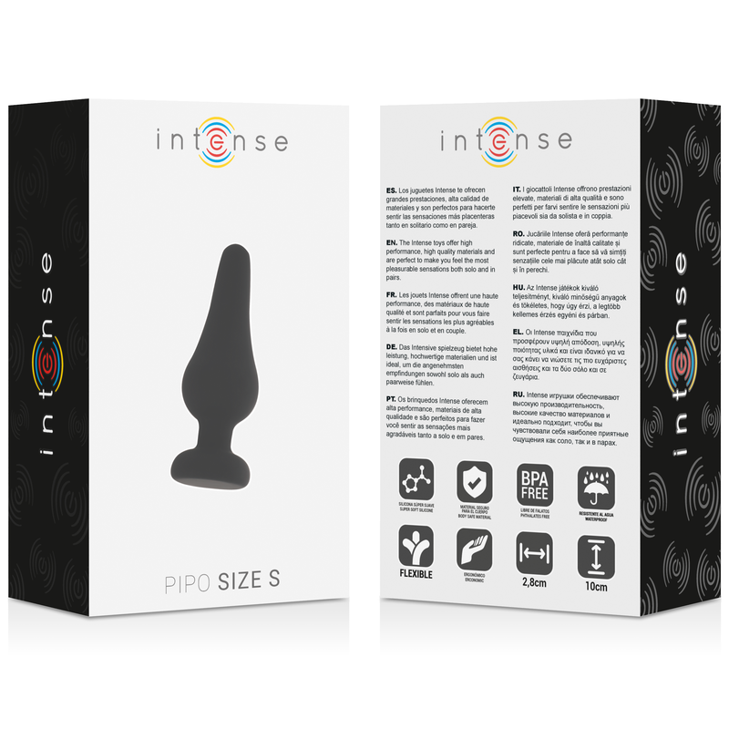 INTENSE - ANALPLUG PIPO S SORT SILIKONE 9,8 CM