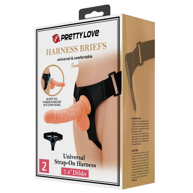 PRETTY LOVE - SELE TRUSS UNIVERSAL SELE MED DILDO TOM 20 CM NATURLIG
