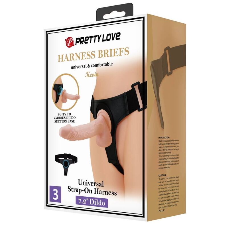 PRETTY LOVE - SELE TRUSSES UNIVERSAL SELE MED DILDO KEVIN 19 CM NATURLIG