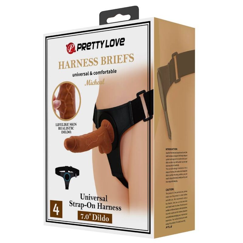 PRETTY LOVE - SELE TRUSS UNIVERSAL SELE MED DILDO MICHEAL 20 CM SORT