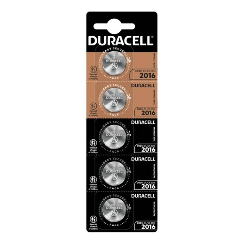 DURACELL - KNAPKNAP-BATTERI LITIO CR2016 3V 5 ENHEDER