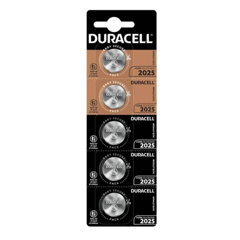 DURACELL - KNAPKNAP-BATTERI LITIO CR2025 3V 5 ENHEDER