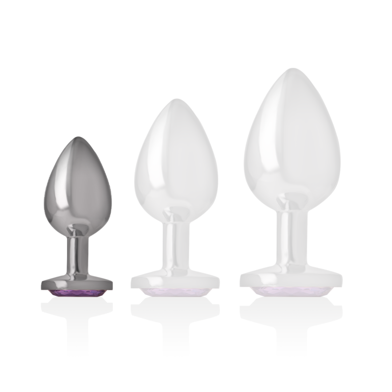 INTENSE - ANALPLUG I ALUMINIUM MED VIOLET KRYSTAL STØRRELSE S