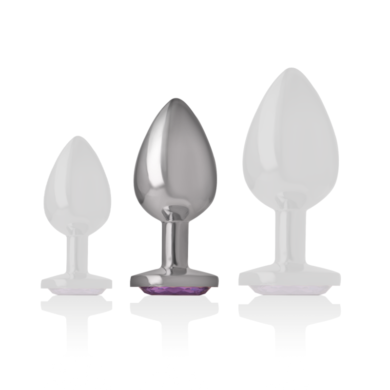 INTENSE - ANALPLUG I ALUMINIUM MED VIOLET KRYSTAL STØRRELSE M