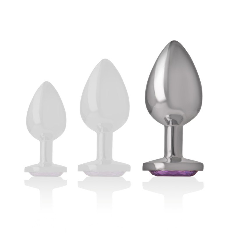 INTENSE - ANALPLUG I ALUMINIUM MED VIOLET KRYSTAL STØRRELSE L
