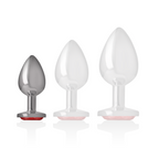 INTENSE - ANALPLUG I ALUMINIUM MED RØD KRYSTAL STØRRELSE S