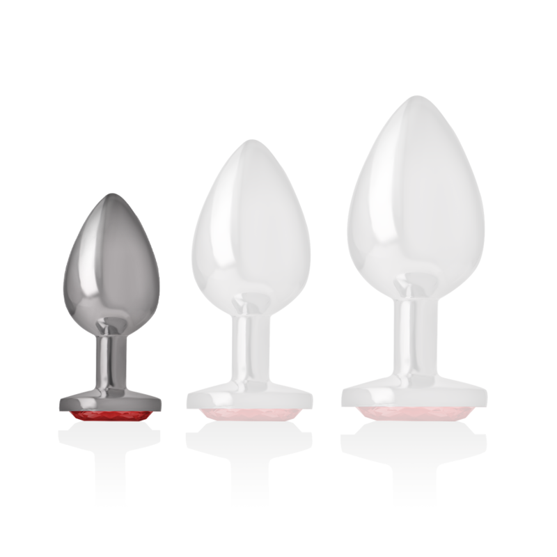 INTENSE - ANALPLUG I ALUMINIUM MED RØD KRYSTAL STØRRELSE S