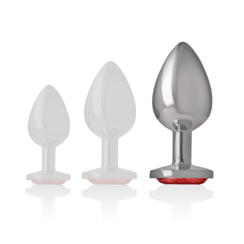 INTENSE - ANALPLUG I ALUMINIUM MED RØD KRYSTAL STØRRELSE L