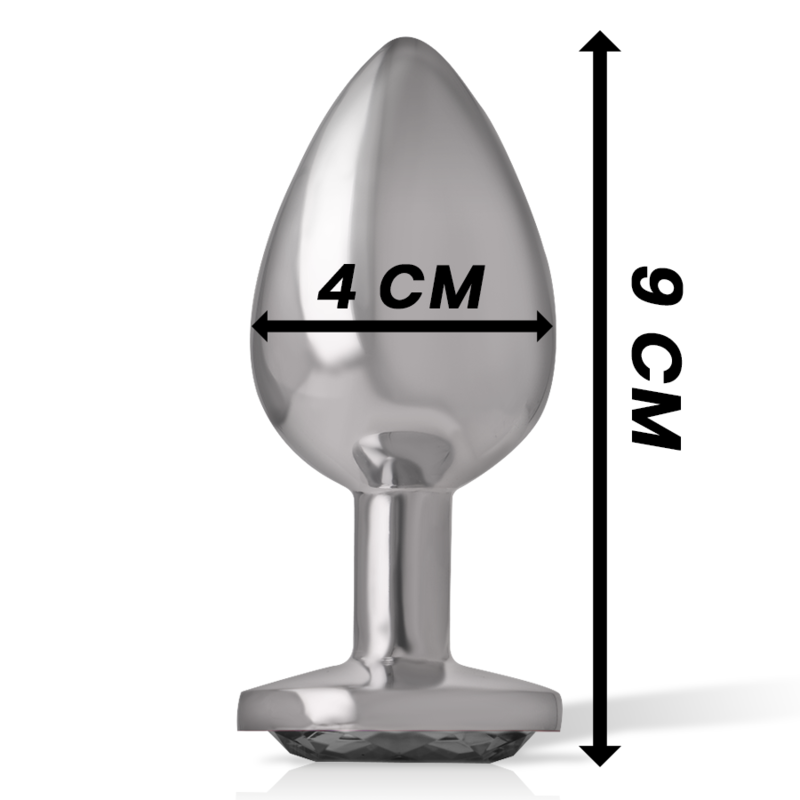 INTENSE - ANALPLUG I ALUMINIUM MED SORT GLAS STØRRELSE L