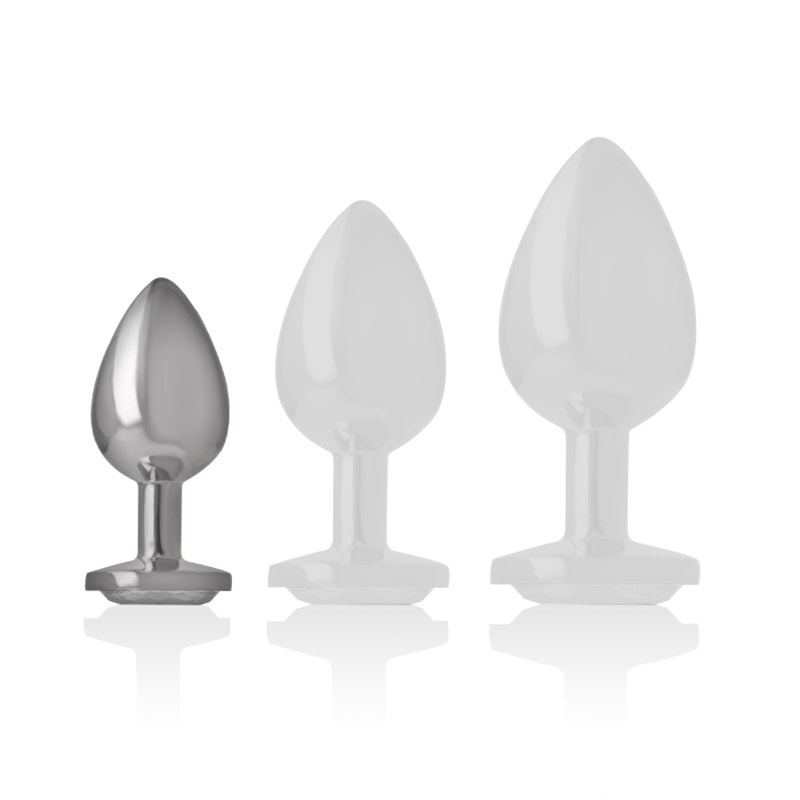 INTENSE - ANALPLUG I ALUMINIUM MED SØLVKRYSTAL STØRRELSE S