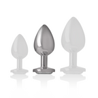 INTENSE - ANALPLUG I ALUMINIUM MED SØLVKRYSTAL STØRRELSE M