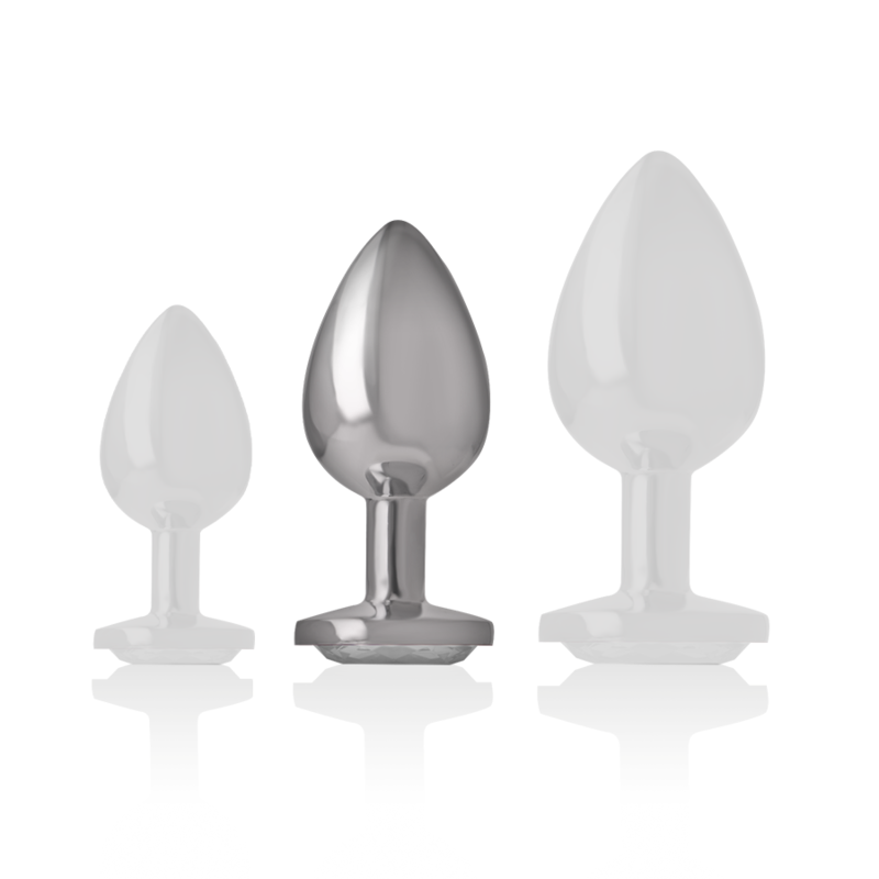 INTENSE - ANALPLUG I ALUMINIUM MED SØLVKRYSTAL STØRRELSE M
