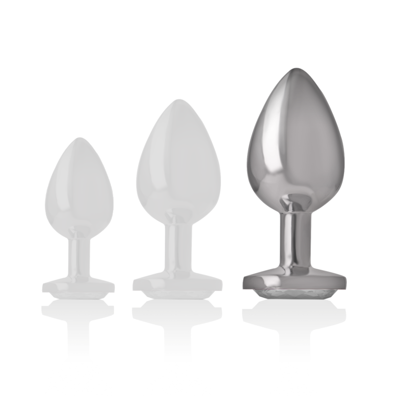 INTENSE - ANALPLUG I ALUMINIUM MED SØLVKRYSTAL STØRRELSE L