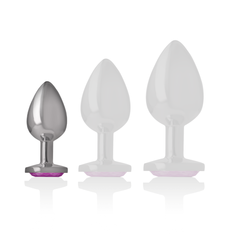 INTENSE - ANALPLUG I ALUMINIUM MED LYSERØD KRYSTAL STØRRELSE S
