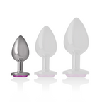 INTENSE - ANALPLUG I ALUMINIUM MED LYSERØD KRYSTAL STØRRELSE S