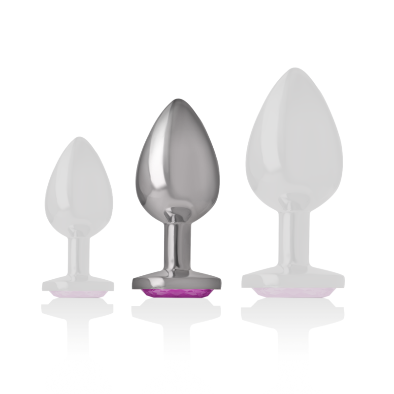 INTENSE - ANALPLUG I ALUMINIUM MED LYSERØD KRYSTAL STØRRELSE M
