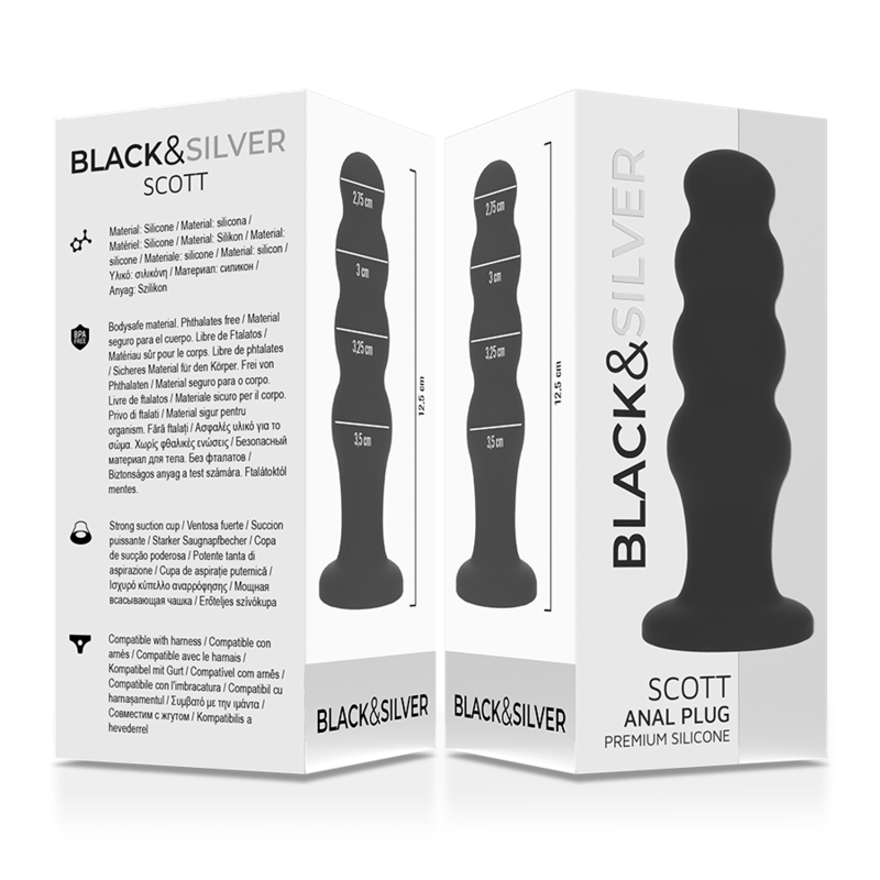 BLACK&SILVER - SCOTT PREMIUM SILIKONE ANALPLUG SORT