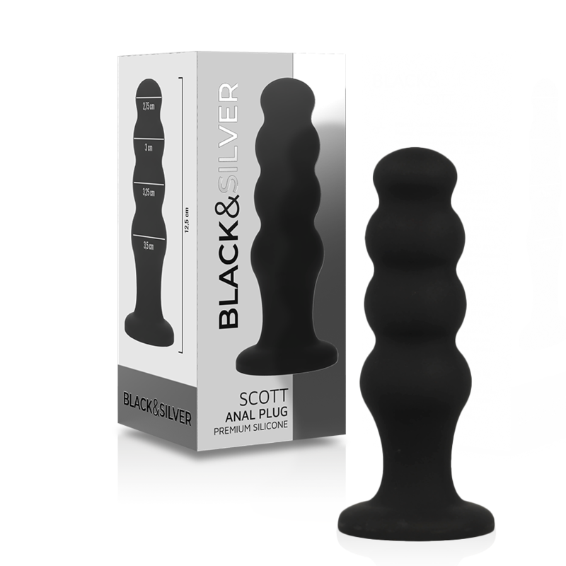 BLACK&SILVER - SCOTT PREMIUM SILIKONE ANALPLUG SORT