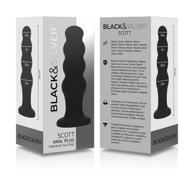 BLACK&SILVER - SCOTT PREMIUM SILIKONE ANALPLUG SORT