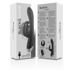 BLACK&SILVER - DJ. ADAM GENOPLADELIG SILIKONE KANINSTIMULATOR SORT