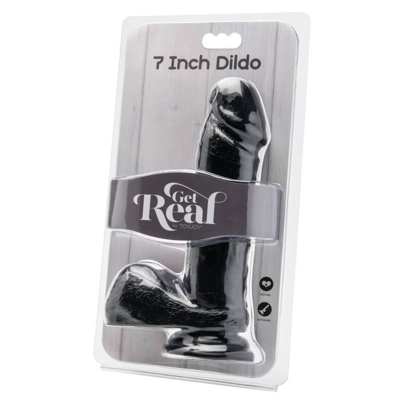 GET REAL - DILDO 18 CM MED NØGLER SORT