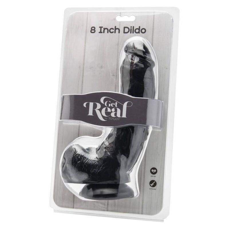 GET REAL - DILDO 20,5 CM MED NØGLER SORT