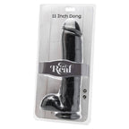 GET REAL - DILDO 28 CM MED NØGLER SORT