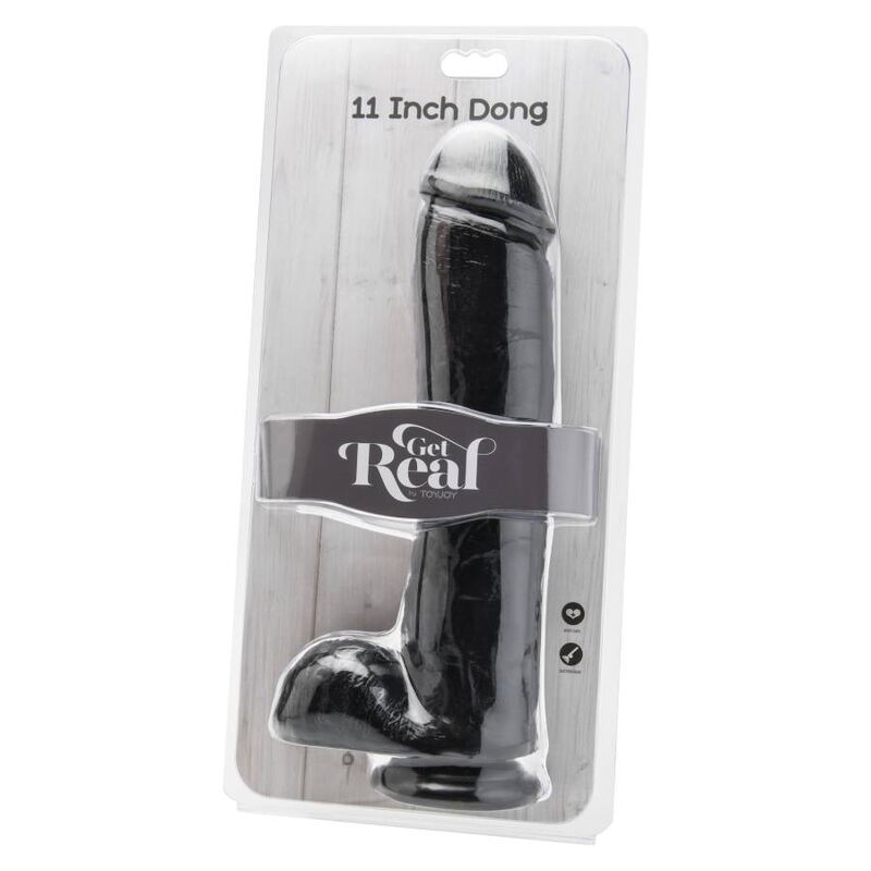 GET REAL - DILDO 28 CM MED NØGLER SORT