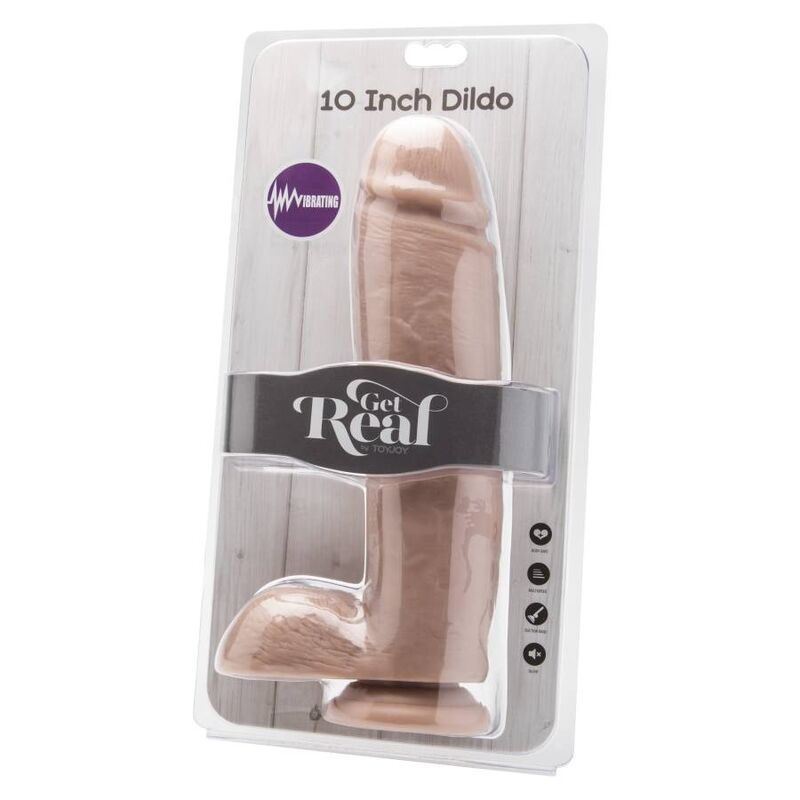 GET REAL - DILDO 25,5 CM MED NØGLER VIBRATOR HUD