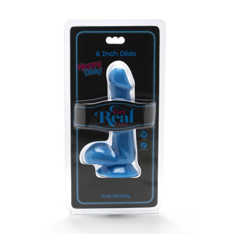GET REAL - HAPPY DICKS DILDO 12 CM NØDDER BLÅ