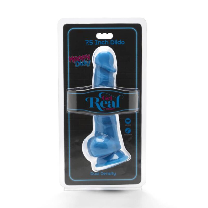 GET REAL - HAPPY DICKS 19 CM MED NØDDER BLÅ