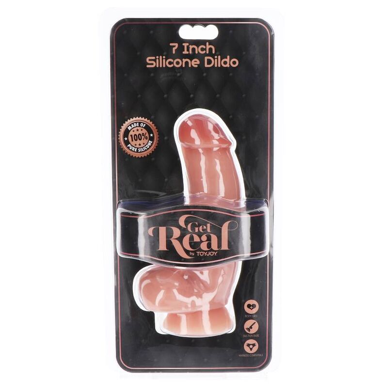 GET REAL - SILIKONE DILDO 18 CM MED NØGLER I HUD