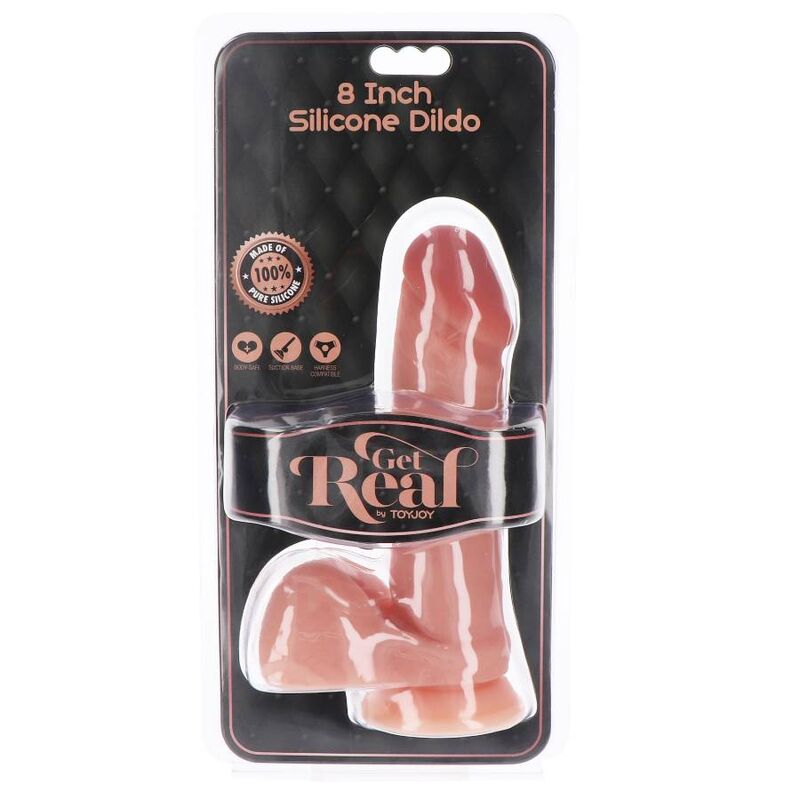 GET REAL - SILIKONE DILDO 20,5 CM MED NØGLER I HUD