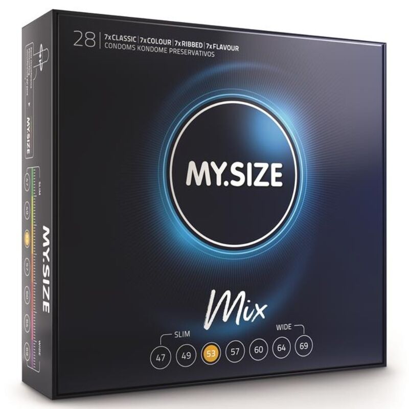 MIN STØRRELSE - MIX KONDOMER 53 MM 28 ENHEDER