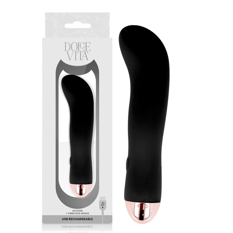 DOLCE VITA - GENOPLADELIG VIBRATOR TO SORT 7 HASTIGHEDER