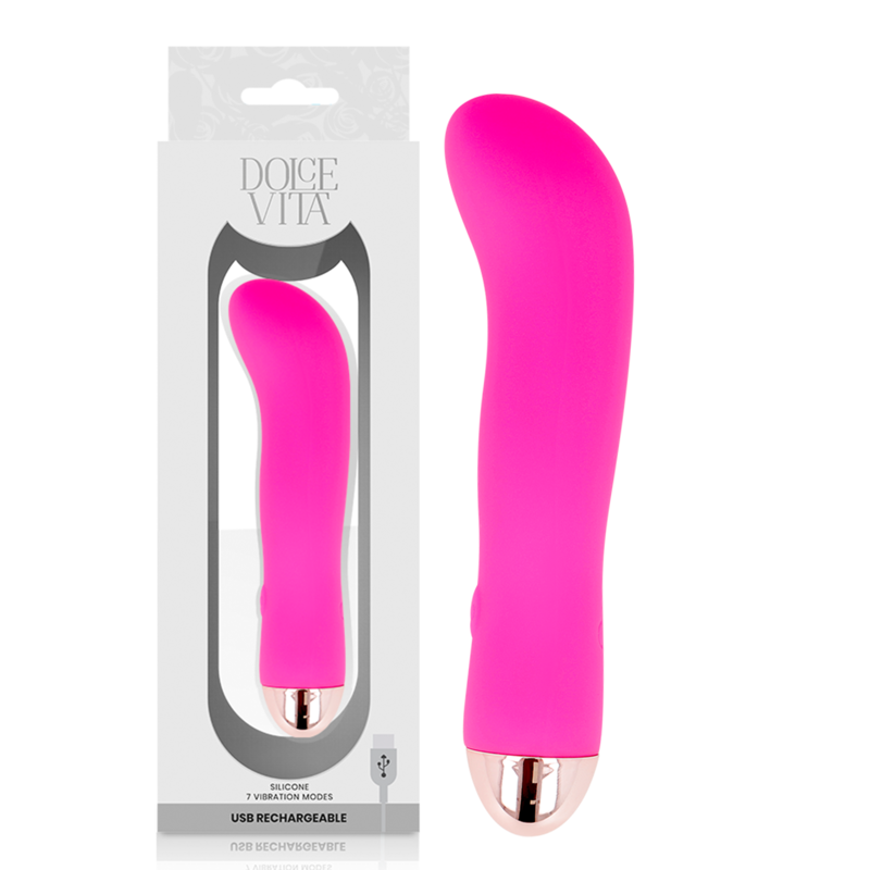 DOLCE VITA - GENOPLADELIG VIBRATOR MED TO LYSERADE 7 HASTIGHEDER