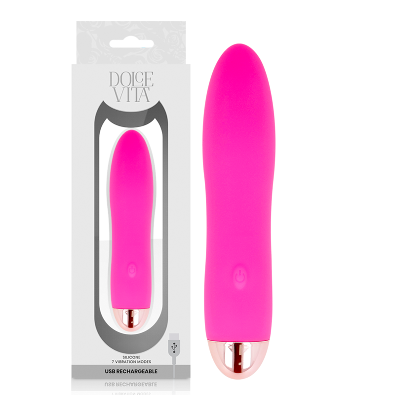 DOLCE VITA - GENOPLADELIG VIBRATOR MED FIRE LYSE OG 7 HASTIGHEDER
