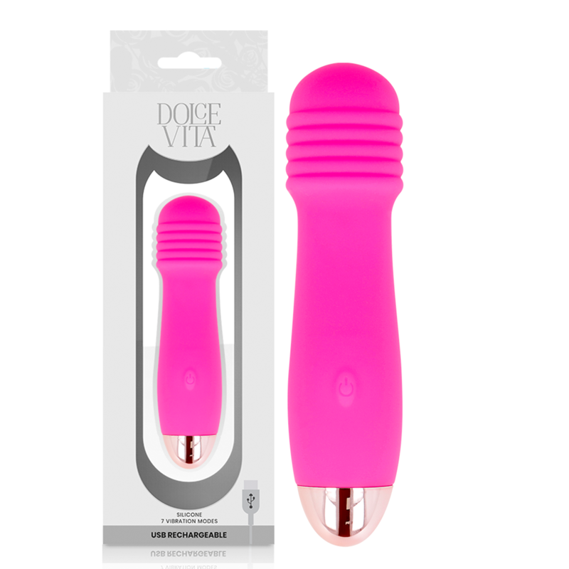 DOLCE VITA - GENOPLADELIG VIBRATOR MED TRE LYSE OG 7 HASTIGHEDER