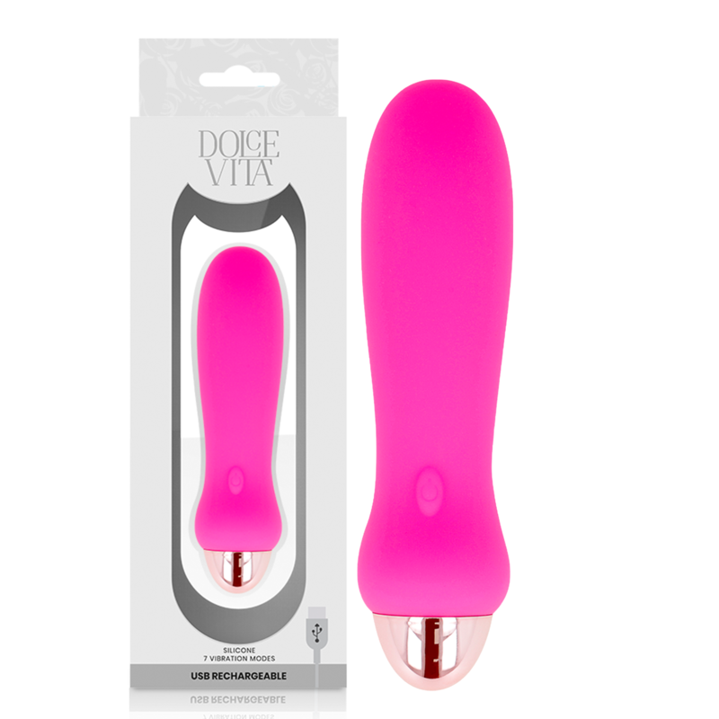 DOLCE VITA - GENOPLADELIG VIBRATOR FEM LYSERADE 7 HASTIGHEDER