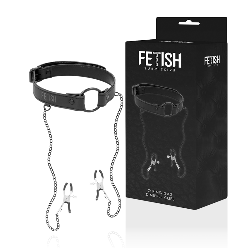 FETISH UNDERSODIG - GAG RING MED BRYSTVORTEKLEMMER
