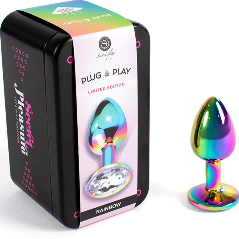 SECRETPLAY - METAL ANAL PLUG REGNBUE LILLE STØRRELSE 7 CM