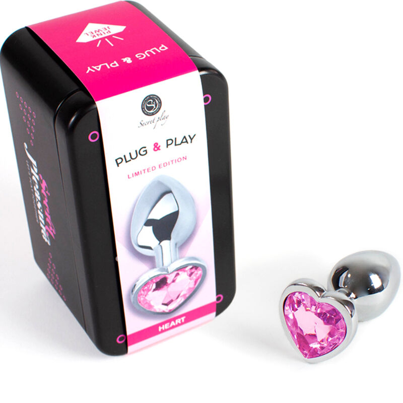 SECRETPLAY - METAL ANALPROP FUCHSIA HJERTE LILLE STØRRELSE 7 CM