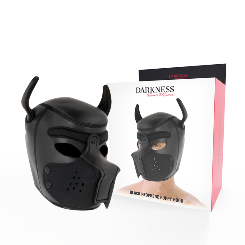 DARKNESS - NEOPREN HUNDEMASKE MED FJERNBAR MUNEKNUDE L