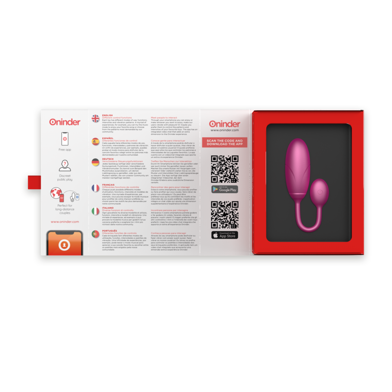 ONINDER - DENVER VIBRERENDE ÆG PINK 7 X 2,7 CM GRATIS APP