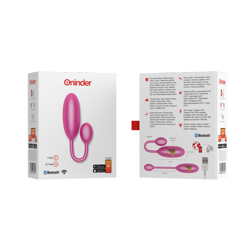 ONINDER - DENVER VIBRERENDE ÆG PINK 7 X 2,7 CM GRATIS APP